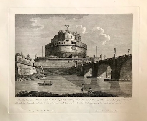 Parboni Achille (1783-1841) Veduta del Mausoleo d'Adriano, in oggi Castel S.Angelo fatto inalzare dal medesimo Imperadore... 1829 Roma 